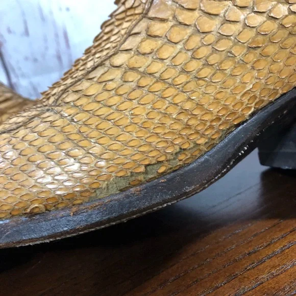 Dan Post Men's Tan Exotic SnakeSkin & Leather Western Boots 11 - Picture 8 of 16